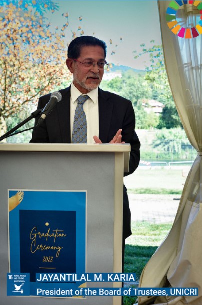 Mr. Jayantial M. Karia, UNICRI President of the Board of Trustees. ©UNICRI/Freya Morales